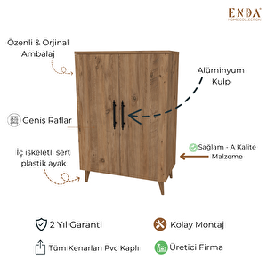 6 Raflı 4 Kapaklı Çok Amaçlı Dolap Çam