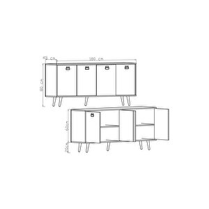 Mirza Modern Konsol 180 Cm Safir Meşe-beyaz
