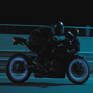 Mavi Neon Jant Bandı Fosforlu Araç Otomobil Motosiklet Parlayan Reflektörlü Jant Şeridi Mavi