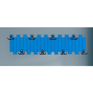 Mavi Ahşap Duvar Ve Kapı Askısı Elbise Askılık Çit Modeli 8 Askılı