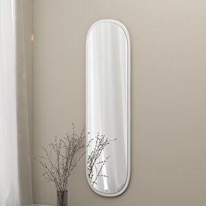 Dekoratif Oval Boy Aynası Beyaz Asn009