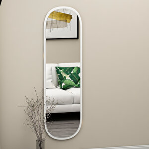 Dekoratif Oval Boy Aynası Beyaz Asn009