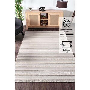 Konfor Bukle 6656 Krem Yumuşak Örgü Modern Dokuma Halı 80x300 cm