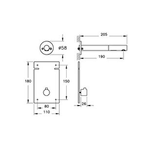 Vitra Origin A47111 Ankastre Uzun Temassız Lavabo Bataryası, Sıva Üstü, Krom