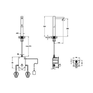 Vitra Origin A47221 Temassız Çanak Lavabo Bataryası, Elektrikli, Çift Su Girişli, Krom