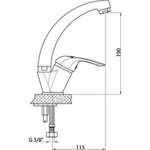 Mtt120 Adrio Tek Su Girişli Tek Gövde Lavabo Bataryası (tsen817)