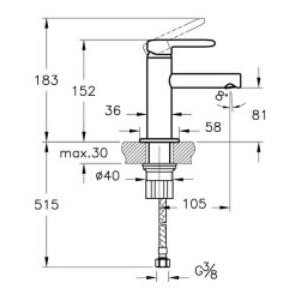 Vitra Sento A42666 Çocuk Lavabo Bataryası, Krom - Sarı