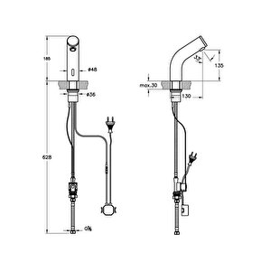Vitra Sento Çocuk A47188 Temassız Lavabo Bataryası, Elektrikli, Tek Su Girişli, Krom - Yeşil