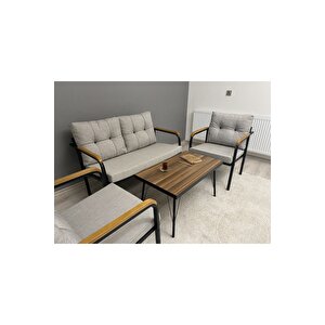 Güneş Balkon, Bahçe, Cafe - Metal Kanepe Koltuk Takımı - 2+1+1 + Sehpa