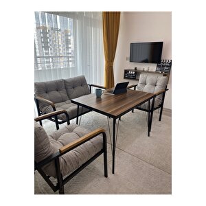 Balkon Bahçe Metal Kanepe Koltuk Takımı - 2+1+1 + Masa