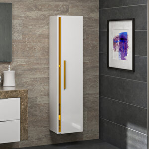 Yeni Gold Mdf Beyaz 140 Cm Banyo Boy Dolabı