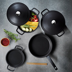 Pro Cast Döküm Derin Tencere-24cm-siyah