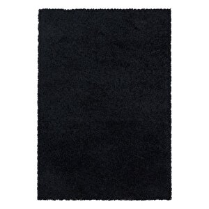 Shaggy Halı Salon Halısı Yumuşak Yüksek Havlı Düz Siyah Renkli 80x250 cm