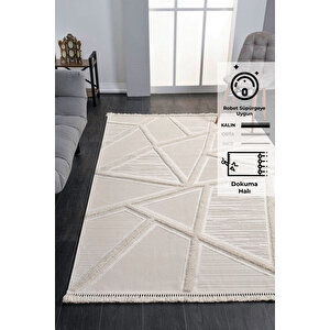 Konfor Bukle 6659 Krem Yumuşak Örgü Modern Dokuma Halı 80x300 cm