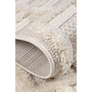 Konfor Bukle 6658 Krem Yumuşak Örgü Modern Dokuma Halı 80x300 cm
