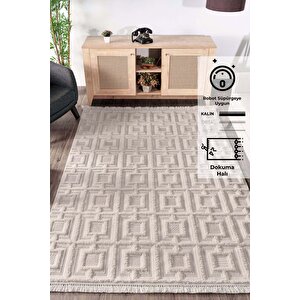 Konfor Bukle 6658 Krem Yumuşak Örgü Modern Dokuma Halı 160x230 cm