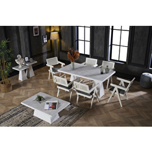 Prizma & Mona Mutfak Masası Takımı, Beyaz 90x160 cm