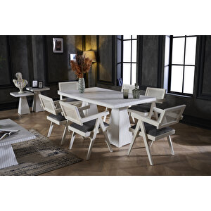 Prizma & Mona Mutfak Masası Takımı, Beyaz 80x80 cm