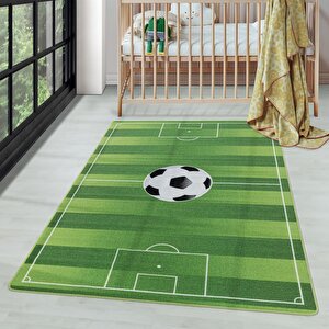 Futbol Sahası Temalı Halı Çocuk Bebek Odası Oyun Halısı Yeşil 80x120 cm