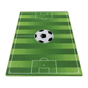 Futbol Sahası Temalı Halı Çocuk Bebek Odası Oyun Halısı Yeşil 80x120 cm