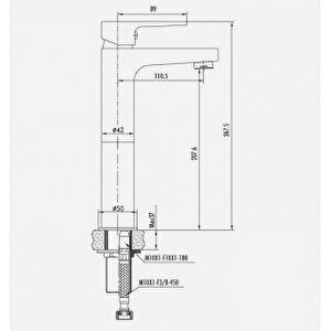 Sr6500g Sharp Uzun Lavabo Batarya Armatürü Altin