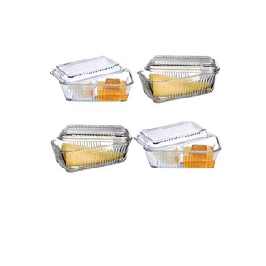 Paşabahçe Frigo Kapaklı Kahvaltılık - Tereyağlık Peynirlik 4 Lü Set 2f-2b