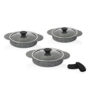Granit Plus Silikon Saplı 3lü Gri Sahan Seti Tac-3182