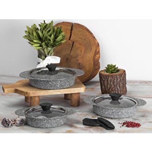 Granit Plus Silikon Saplı 3lü Gri Sahan Seti Tac-3182