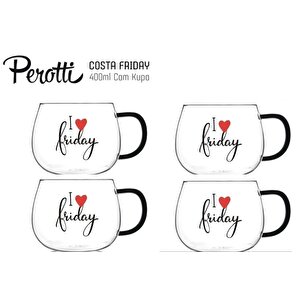 Costa Friday Cam Kuplu Kupa - 4 Lü Çay Kahve Fincanı 400 Ml.sf-13773