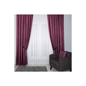 Hasır Dokulu Lüks Fon Perde Pilesiz Tek Kanat Mor 70x270 cm
