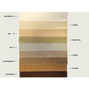 Kadife Dokulu Fon Perde Pilesiz Tek Kanat Haki