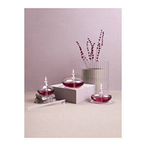 Grace Mürdüm Cam Kandil (3 Adet Cam Kandil - 200 Ml Kandil Yağı + 3 Adet Kandil Fitili) Mürdüm
