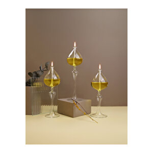 Serenity Sarı Cam Kandil (3 Adet Cam Kandil - 200 Ml Kandil Yağı + 3 Adet Kandil Fitili) Sarı