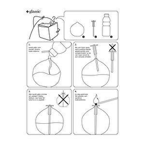 Glassic Classy Mürdüm Cam Kandil (3 Adet Cam Kandil - 200 Ml Kandil Yağı + 3 Adet Kandil Fitili)