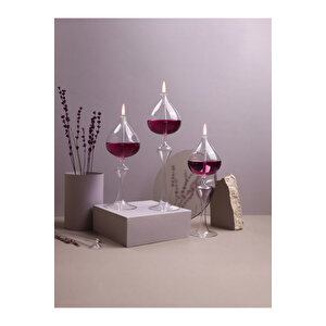 Serenity Mürdüm Cam Kandil (3 Adet Cam Kandil - 200 Ml Kandil Yağı + 3 Adet Kandil Fitili) Mürdüm