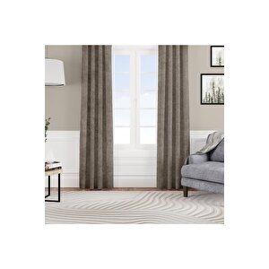 Kadife Dokulu Fon Perde Pilesiz Tek Kanat Açık Kahve 300x260 cm