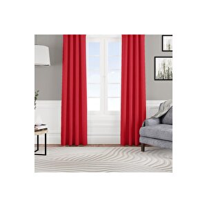 Kadife Dokulu Fon Perde Pilesiz Tek Kanat Kırmızı 220x280 cm