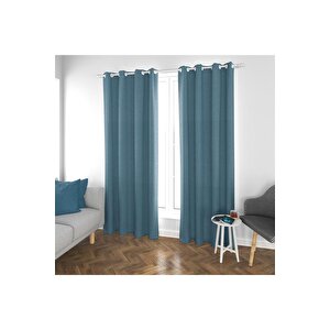 Halkalı Blackout Karartma Tek Kanat Fon Perde İndigo Mavi 140x280 cm