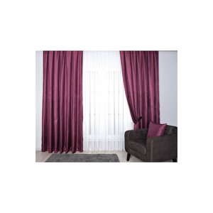 Hasır Dokulu Lüks Fon Perde Pilesiz Tek Kanat Fuşya 70x270 cm