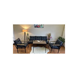Modern Sarıyer Balkon, Bahçe, Cafe - Metal Kanepe Koltuk Takımı - 3+1+1+masa