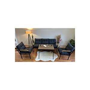 Modern Sarıyer Balkon, Bahçe, Cafe - Metal Kanepe Koltuk Takımı - 3+1+1+masa