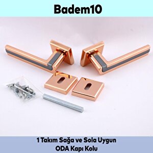 Defne Lüx Krom Bakır Gold Kare Rozetli Oda Kapısı Kapı Kolu Sağa Ve Sola Uygun Kapı Kolları 1 Takım