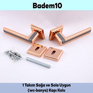 Defne Lüx Krom Bakır Gold Kare Rozetli Oda Kapısı Kapı Kolu Sağa Ve Sola Uygun Kapı Kolları 1 Takım
