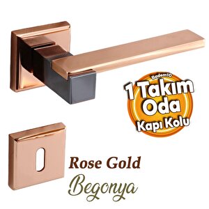 Begonya Lüx Bakır Füme Kare Rozetli Oda Uyumlu Kapı Kolu Sağa Ve Sola Uygun Kapı Kolları 1 Takım