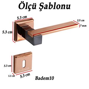 Begonya Lüx Bakır Füme Kare Rozetli Oda Uyumlu Kapı Kolu Sağa Ve Sola Uygun Kapı Kolları 1 Takım