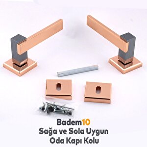 Begonya Lüx Bakır Füme Kare Rozetli Oda Uyumlu Kapı Kolu Sağa Ve Sola Uygun Kapı Kolları 1 Takım