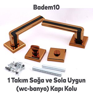 Defne Lüx Rose Gold Kare Rozetli Wc-banyo Kapısı Uyumlu Kapı Kolu Sağa Ve Sola Uygun Kolları 1 Takım
