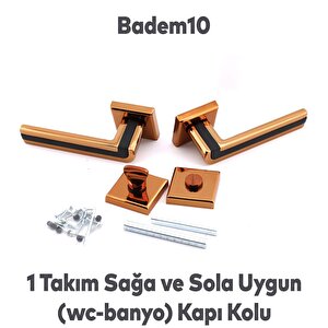 Defne Lüx Rose Gold Kare Rozetli Wc-banyo Kapısı Uyumlu Kapı Kolu Sağa Ve Sola Uygun Kolları 1 Takım