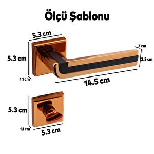 Defne Lüx Rose Gold Kare Rozetli Wc-banyo Kapısı Uyumlu Kapı Kolu Sağa Ve Sola Uygun Kolları 1 Takım