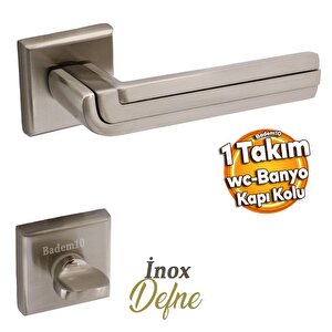 Defne Lüx İnox Kare Rozetli Wc-banyo Kapısı Uyumlu Kapı Kolu Sağa Ve Sola Uygun Kapı Kolları 1 Takım